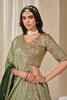 Olive Green Embroidered Silk Lehenga Choli Set with Sequined Blouse and Dupatta - Mangaldeep NX