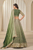 Olive Green Embroidered Silk Lehenga Choli Set with Sequined Blouse and Dupatta - Mangaldeep NX