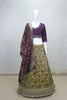 Olive Green Floral Printed Lehenga Choli Set with Embroidered Maroon Blouse - Mangaldeep NX