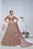 Onion Pink Embroidered Net Lehenga Choli with Sequins, Zari Work & Dupatta - Mangaldeep NX
