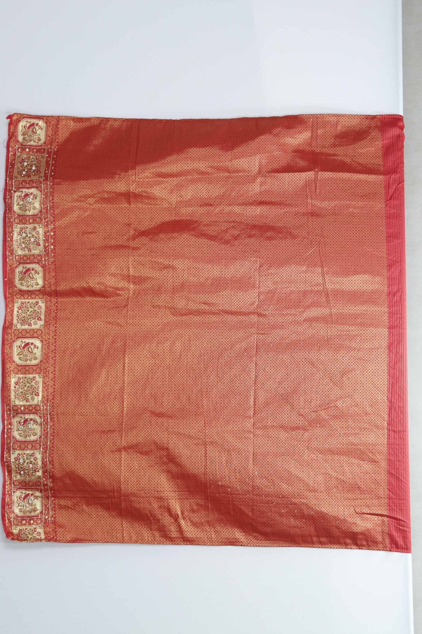 Orange and Red Kanjivaram Silk Saree with Heavy Zari Woven Pallu - Mangaldeep NX