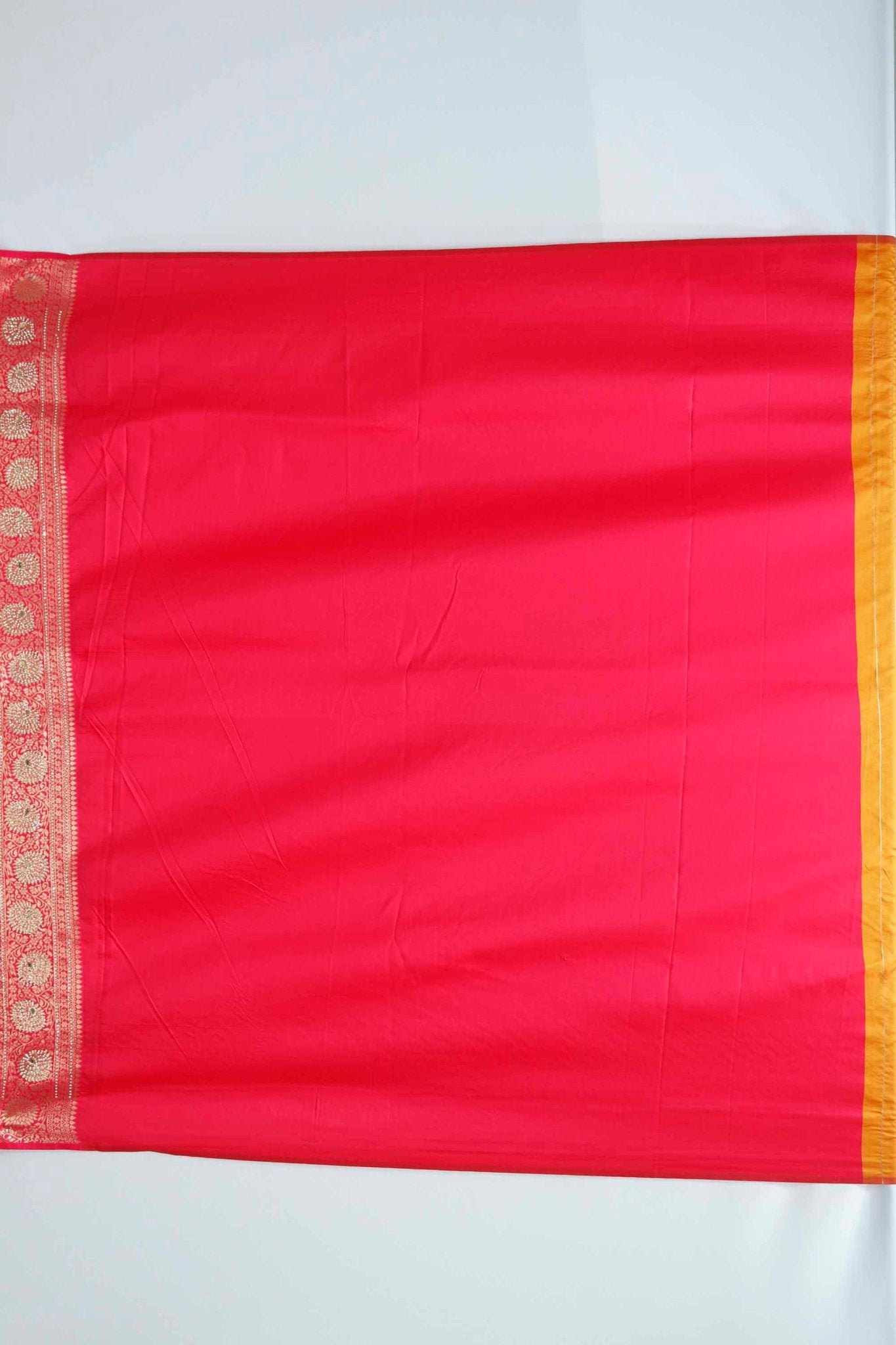 Orange Banarasi Silk Saree with Pink Zari Pallu - Mangaldeep NX