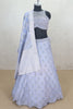 Pastel Blue Mirror Work Lehenga Set with Sleeveless Blouse - Mangaldeep NX