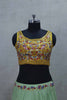 Pastel Green Lehenga with Colorful Embroidered Yellow Blouse - Mangaldeep NX