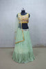 Pastel Green Lehenga with Colorful Embroidered Yellow Blouse - Mangaldeep NX