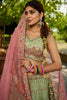 Pastel Green Mirror Work Embroidered Silk Lehenga Choli with Pink Net Dupatta - Mangaldeep NX