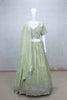 Pastel Green Mirror Work Silk Lehenga Choli with Embroidered Dupatta - Mangaldeep NX