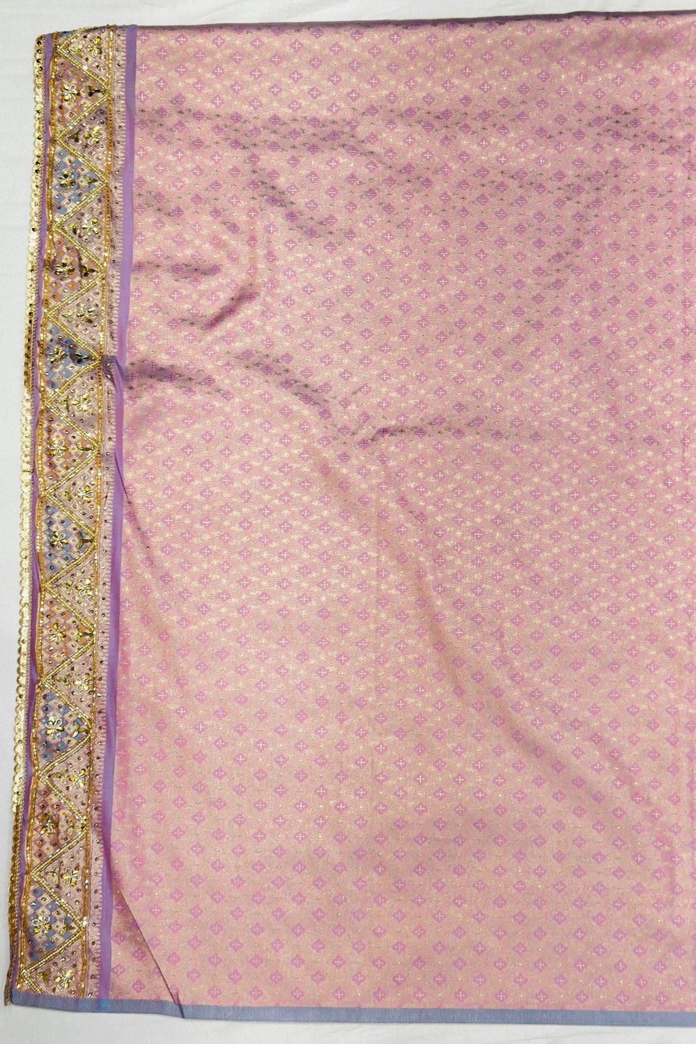 Pastel Lilac & Gold Banarasi Silk Saree - Mangaldeep NX
