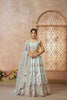 Pastel Sky Blue Lehenga with Peacock & Floral Motifs - Mangaldeep NX