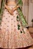 Peach Embroidered Bridal Lehenga Choli with Green Banarasi Dupatta - Mangaldeep NX