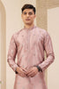 Peach Embroidered Kurta with White Churidar Pants for Men - Mangaldeep NX