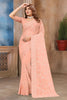 Peach Floral Embroidered Net Saree with Matching Blouse Piece - Mangaldeep NX