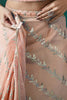 Peach Organza Saree with Gold Leaf Vine Print and Sequin Lace Border - Mangaldeep NX