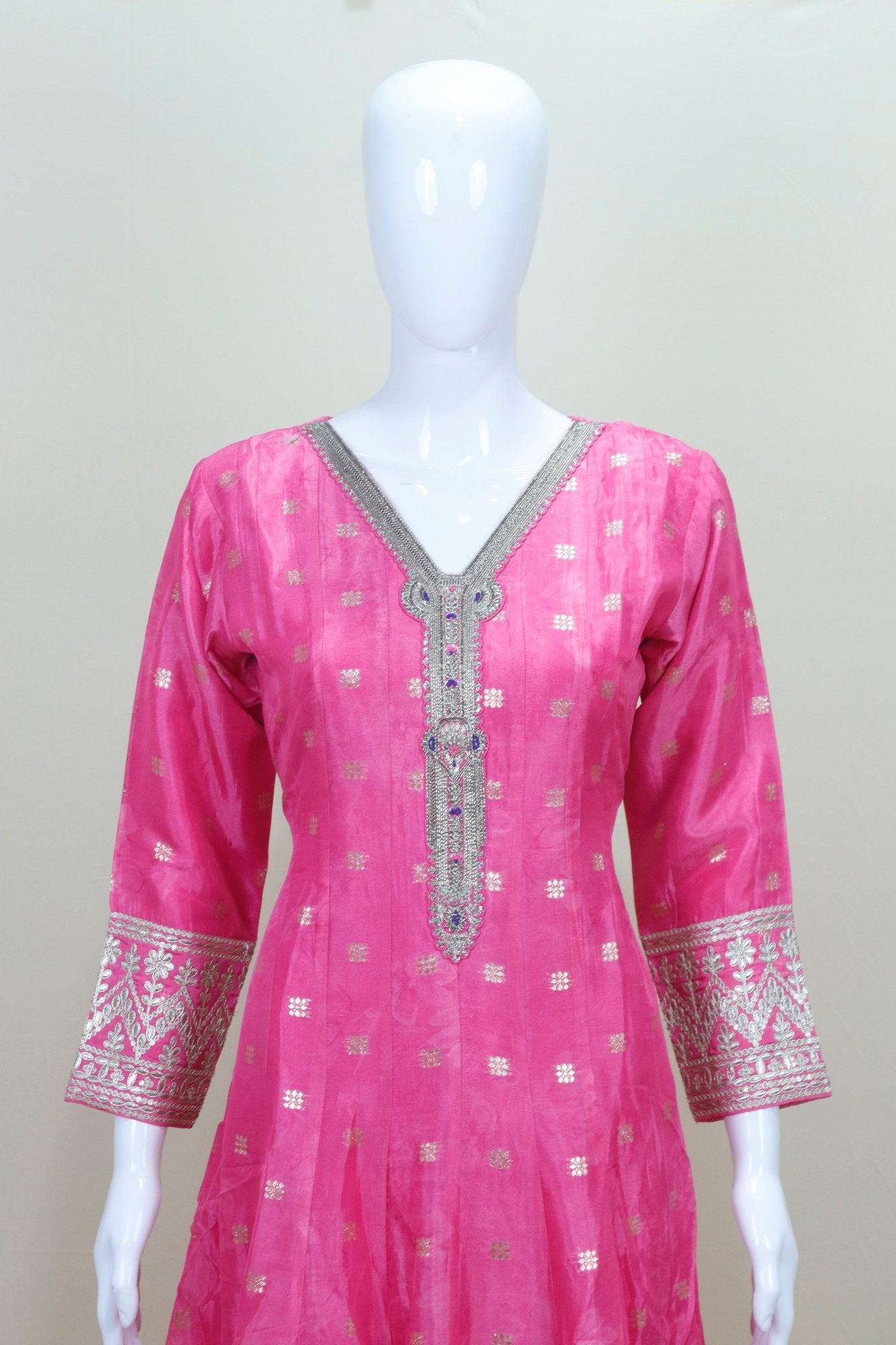 Pink Embroidered Anarkali Suit Set Traditional Festive Wear with Dupatta - Mangaldeep NX