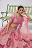 Pink Embroidered Net Lehenga Choli with Elephant and Bandhani Motifs and Sequin Dupatta - Mangaldeep NX