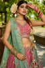 Pink Embroidered Silk Lehenga Choli with Mint Green Net Dupatta - Mangaldeep NX
