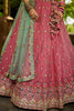 Pink Embroidered Silk Lehenga Choli with Mint Green Net Dupatta - Mangaldeep NX