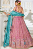 Pink Embroidered Silk Lehenga Choli with Multicolor Thread Work and Teal Dupatta - Mangaldeep NX