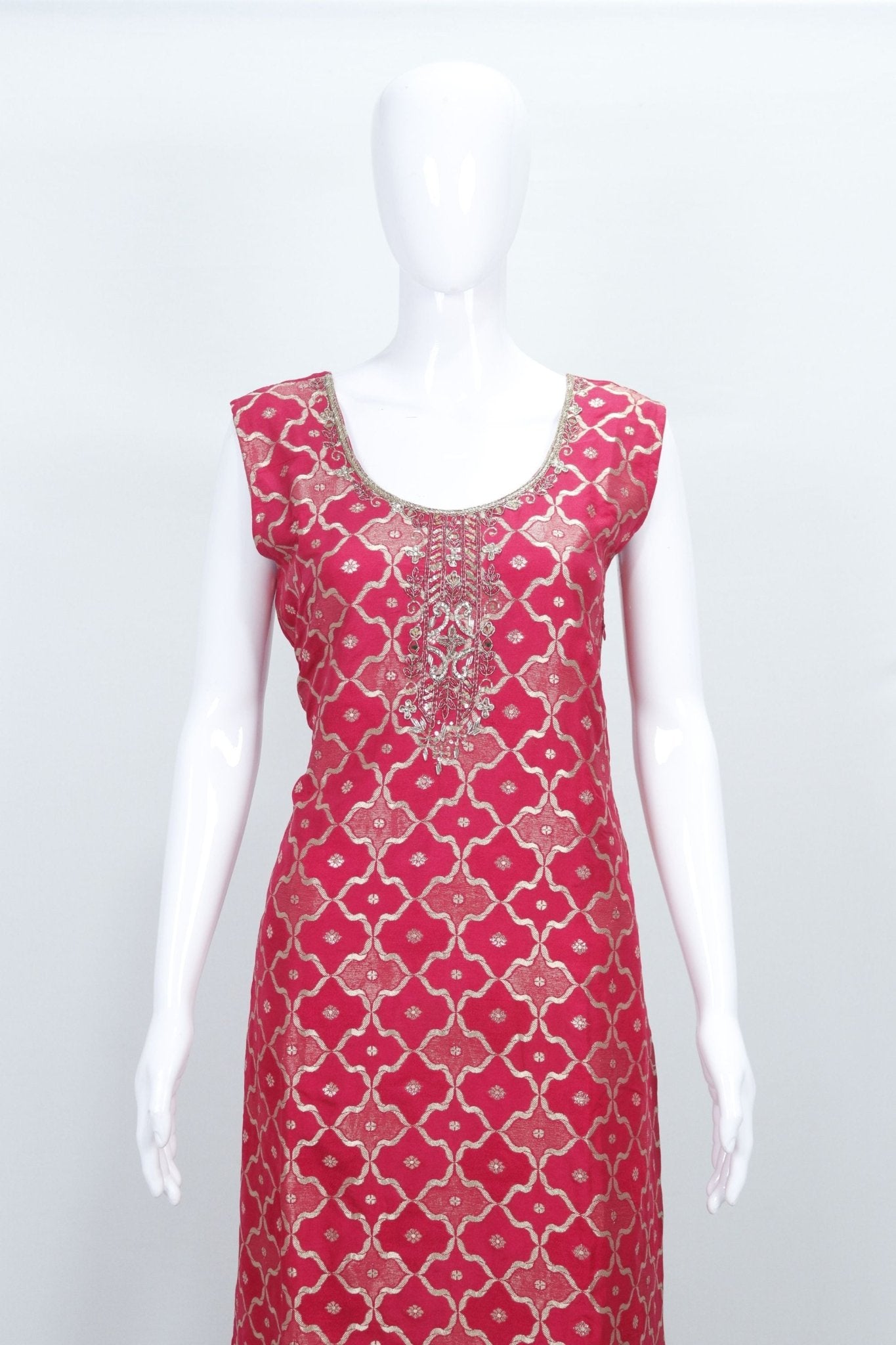 Pink Embroidered Straight Salwar Suit with Matching Dupatta - Mangaldeep NX