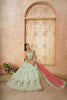 Pista Green Embroidered Lehenga Choli with Pink Dupatta - Mangaldeep NX