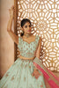 Pista Green Embroidered Lehenga Choli with Pink Dupatta - Mangaldeep NX