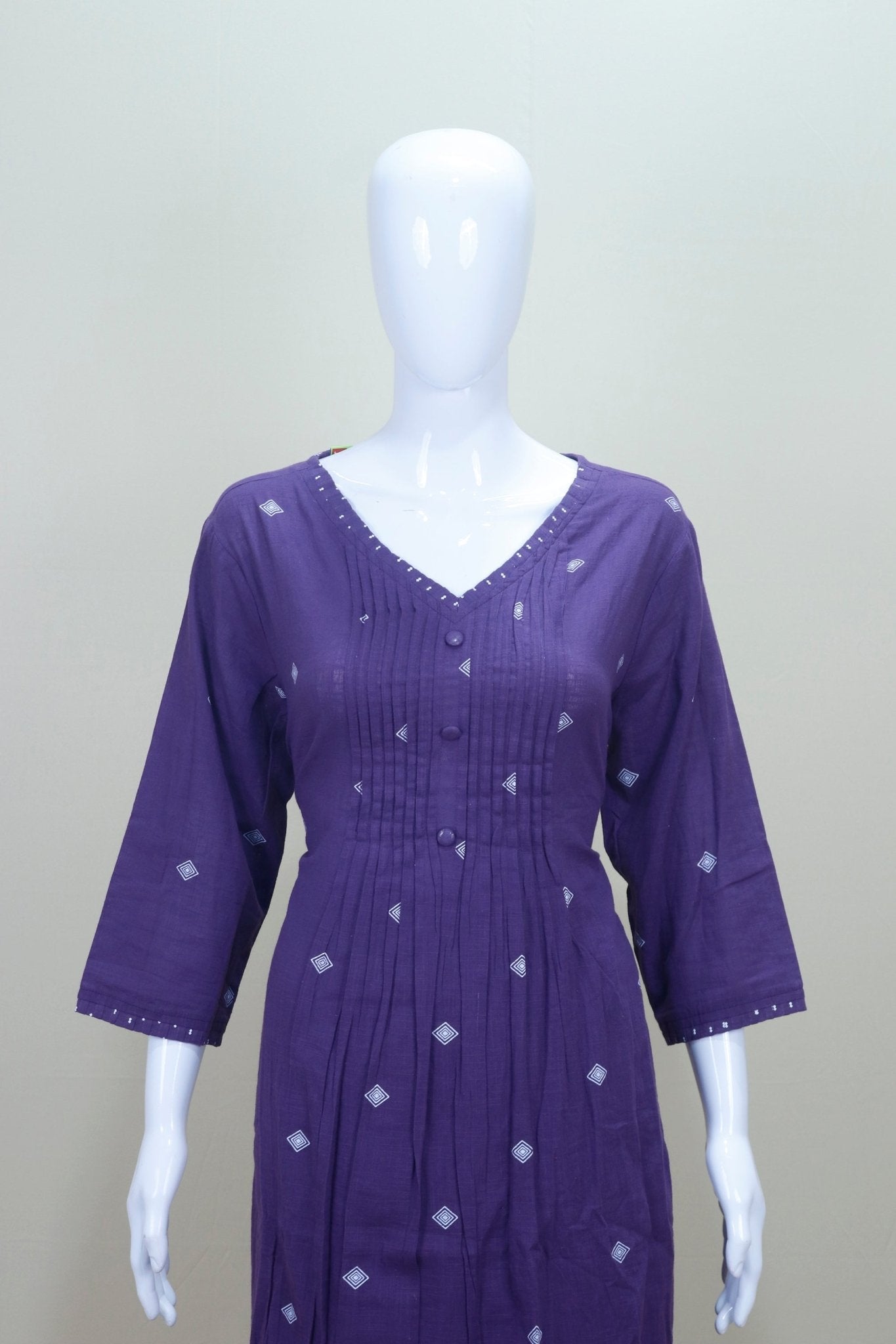 Purple Bandhej Print Cotton Kurta Set with Embroidered Dupatta - Mangaldeep NX