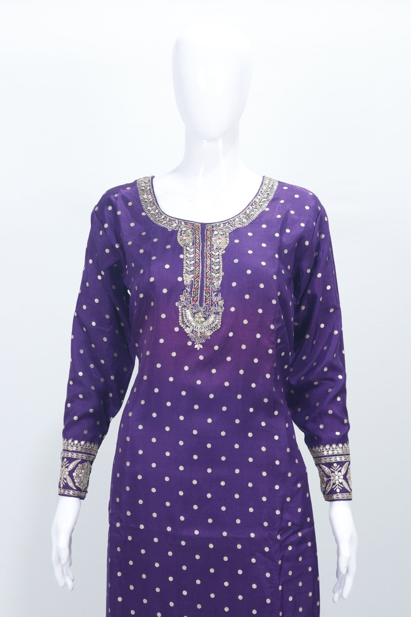 Purple Embroidered Salwar Suit with Floral Printed Dupatta for Women Festive Ethnic Wear - Mangaldeep NX
