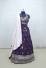 Purple Embroidered Silk Lehenga Choli with Pink Dupatta and Mirror Work Border - Mangaldeep NX