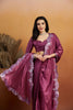 Purple Satin Silk Saree with Silver Sequin Scalloped Border and Matching Blouse - Mangaldeep NX