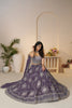 Purple Thread Embroidered Lehenga Choli with Mirror Work and Floral Motif Dupatta - Mangaldeep NX