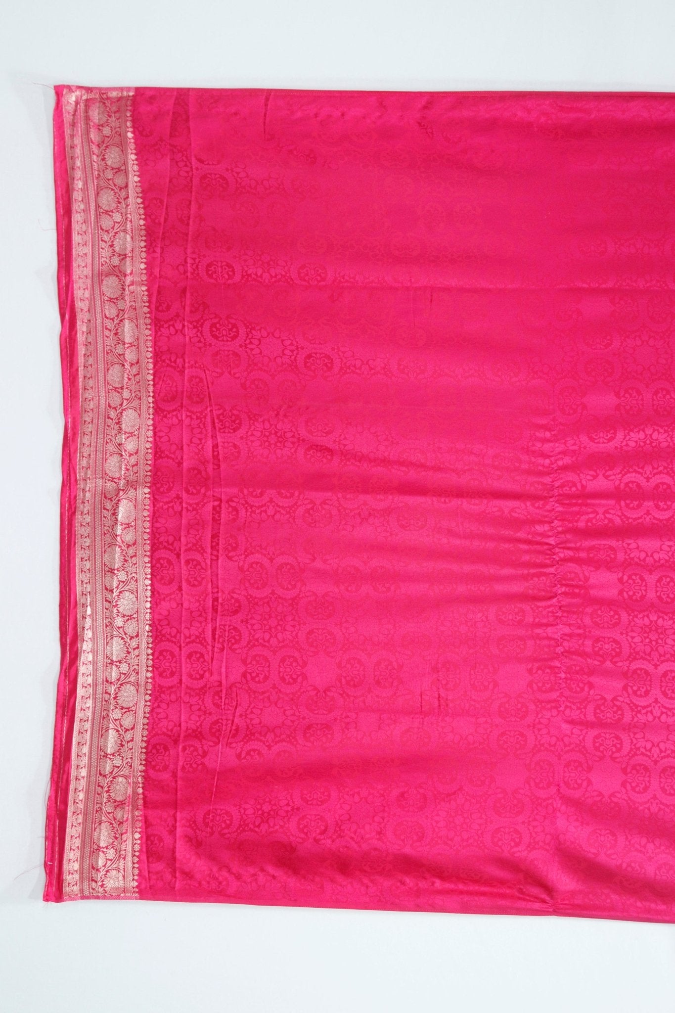Rani Pink Banarasi Silk Saree with Intricate Gold Zari Weaving and Rich Pallu - Mangaldeep NX