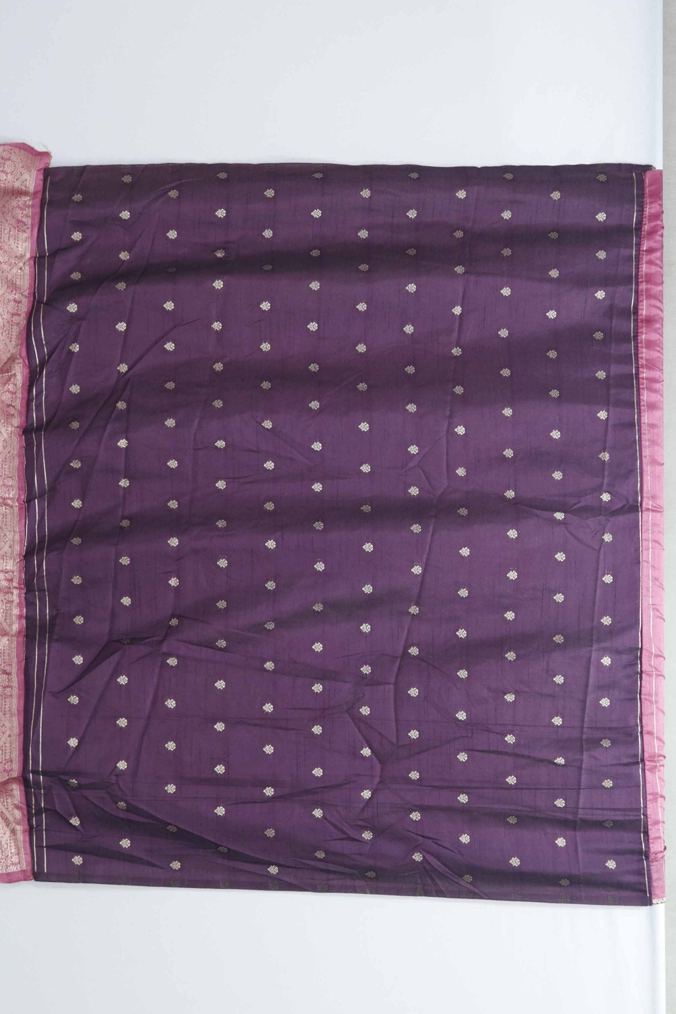 Rani Pink Bangalori Silk Saree with Silver Zari Temple Motifs and Beaded Tassel Pallu - Mangaldeep NX