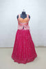 Rani Pink Embroidered Lehenga Choli with Orange Mirror Work Blouse and Printed Jacket Style Detail - Mangaldeep NX