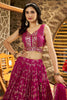 Rani Pink Embroidered Silk Lehenga Choli Set with Mirror Work and Sequin Dupatta - Mangaldeep NX