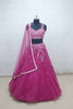 Rani Pink Net Embroidered Lehenga Choli with Sequin Floral Work and Sheer Dupatta - Mangaldeep NX
