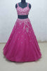 Rani Pink Net Embroidered Lehenga Choli with Sequin Floral Work and Sheer Dupatta - Mangaldeep NX