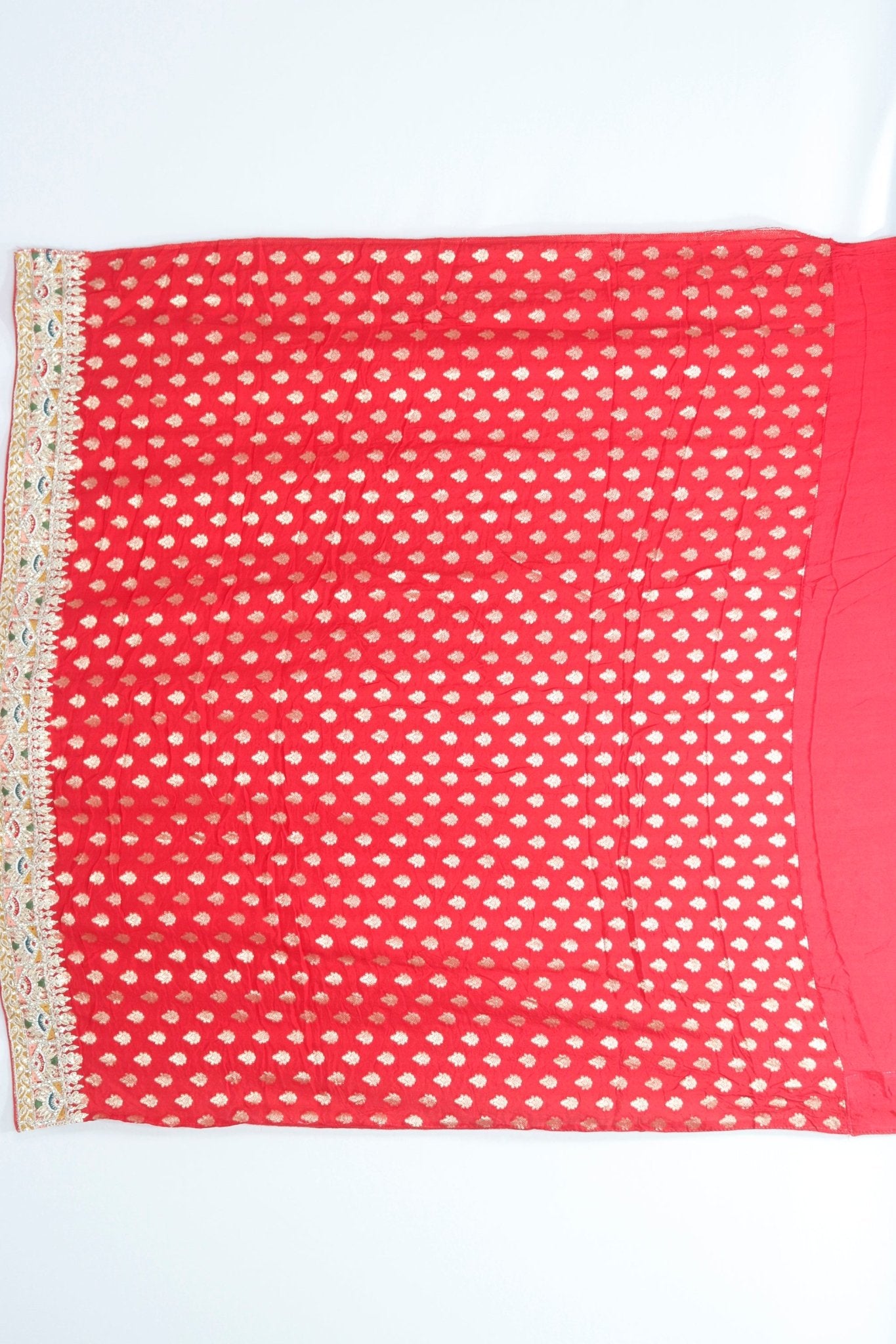 Red Banarasi Silk Saree Embroidered Border for Wedding Festive Wear - Mangaldeep NX
