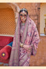 Rose Pink Silk Saree with Floral Print and Zari Border - Mangaldeep NX