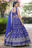 Royal Blue Embroidered Silk Lehenga Choli Set with Mirror Work and Sequin Dupatta - Mangaldeep NX