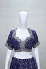 Royal Blue Mirror and Thread Embroidered Lehenga Choli Set with Net Dupatta - Mangaldeep NX