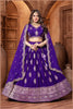 Royal Purple Embroidered Silk Lehenga Choli Set with Zari and Mirror Work Dupatta - Mangaldeep NX