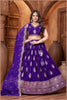 Royal Purple Embroidered Silk Lehenga Choli Set with Zari and Mirror Work Dupatta - Mangaldeep NX