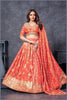 Rust Orange Embroidered Silk Lehenga Choli with Dupatta - Mangaldeep NX