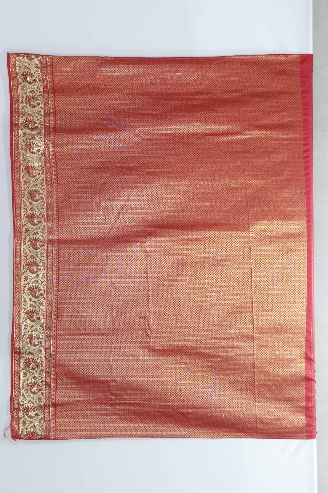 Rust Orange Kanjivaram Silk Saree with Cream Zari Woven Pallu - Mangaldeep NX