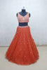 Rust Orange Net Embroidered Lehenga Choli with Sequin Work and Sheer Dupatta - Mangaldeep NX