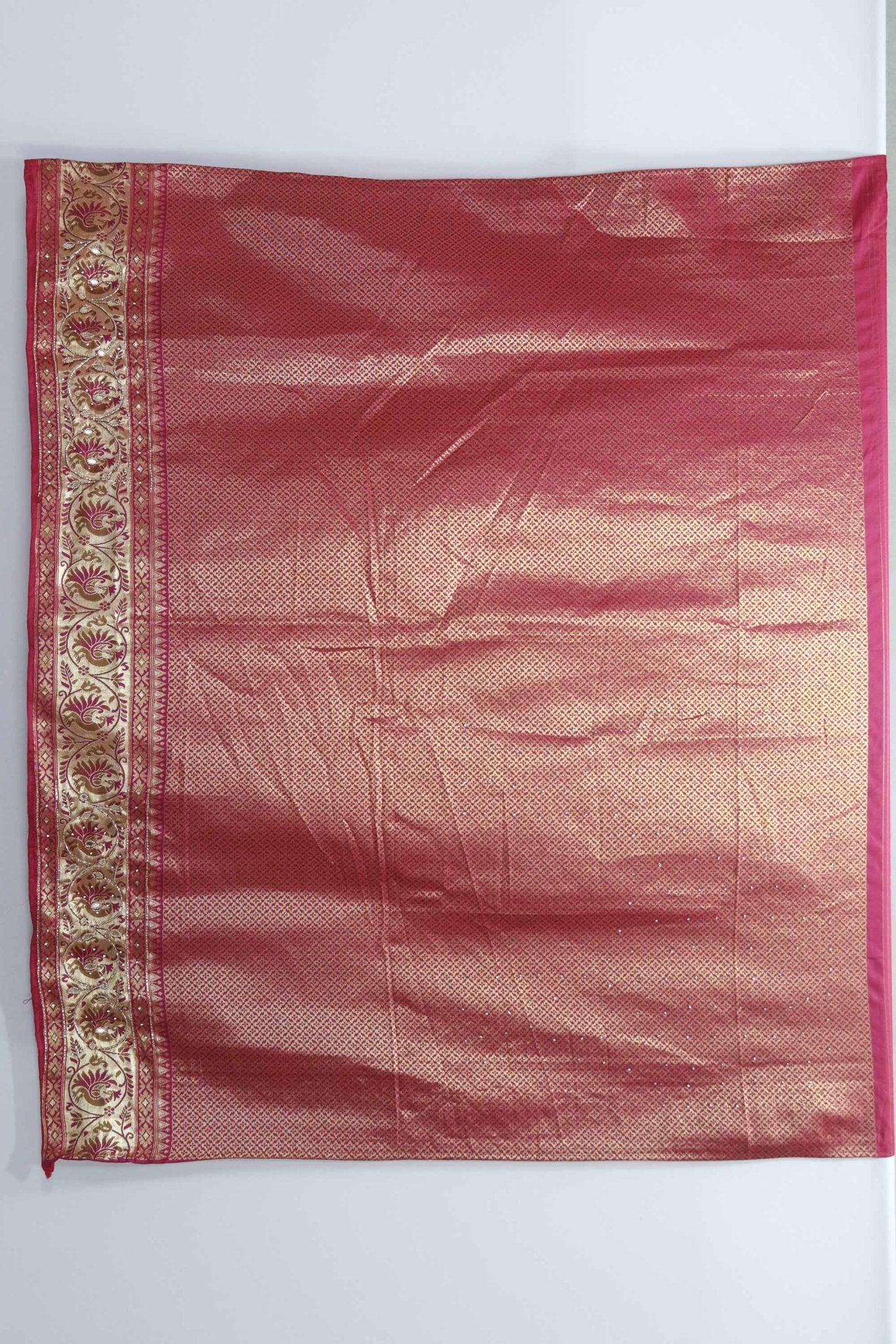 Rust Red Banarasi Silk Saree with Peacock Zari Work and Traditional Border - Mangaldeep NX
