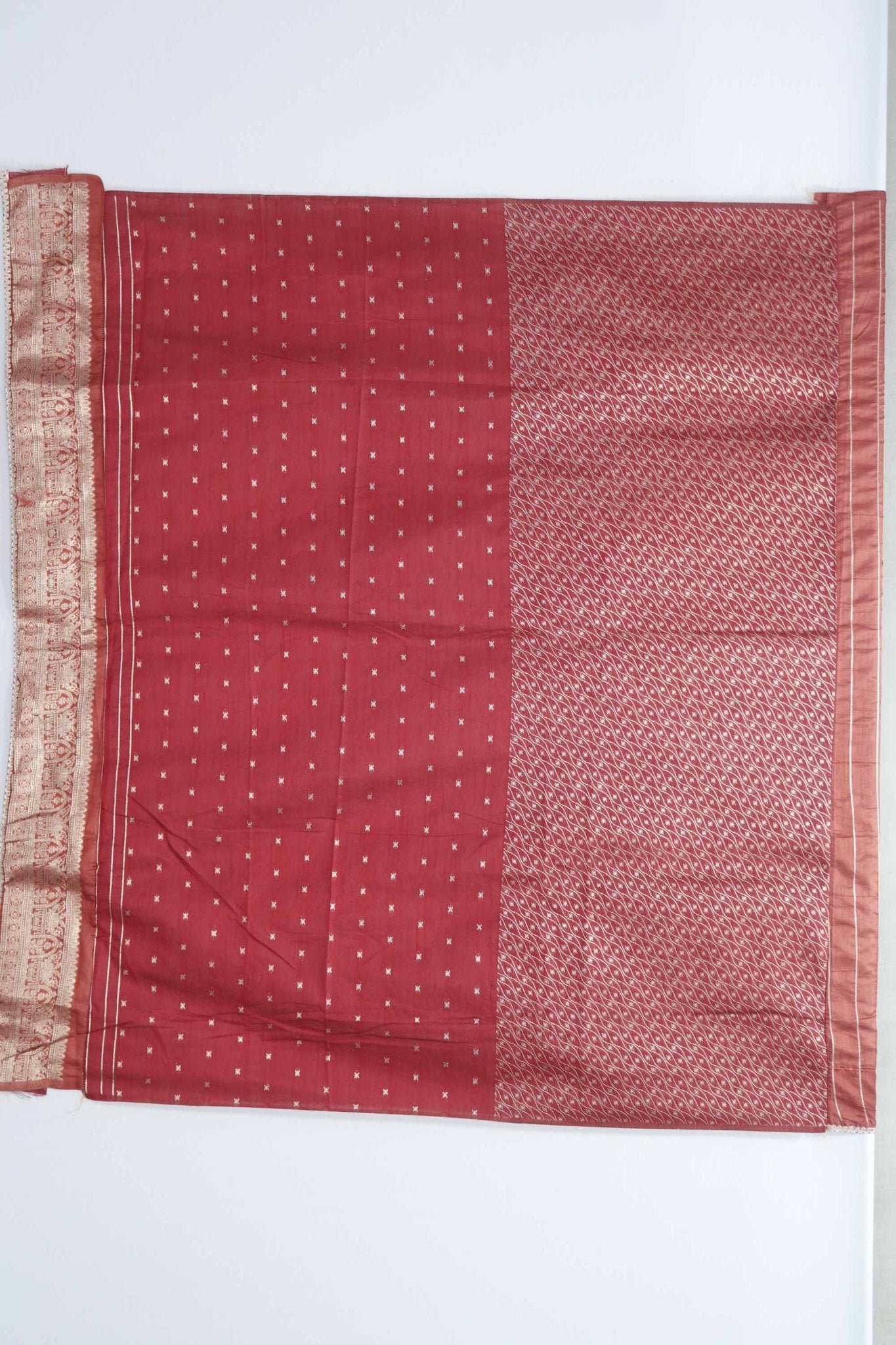 Rust Red Bangalori Silk Saree with Intricate Zari Weaving and Traditional Motifs - Mangaldeep NX