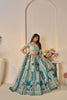 Sky Blue Embroidered Lehenga Choli with Elephant Motifs and Sequin Work Dupatta - Mangaldeep NX