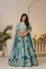 Sky Blue Embroidered Lehenga Choli with Elephant Motifs and Sequin Work Dupatta - Mangaldeep NX