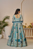 Sky Blue Embroidered Lehenga Choli with Elephant Motifs and Sequin Work Dupatta - Mangaldeep NX
